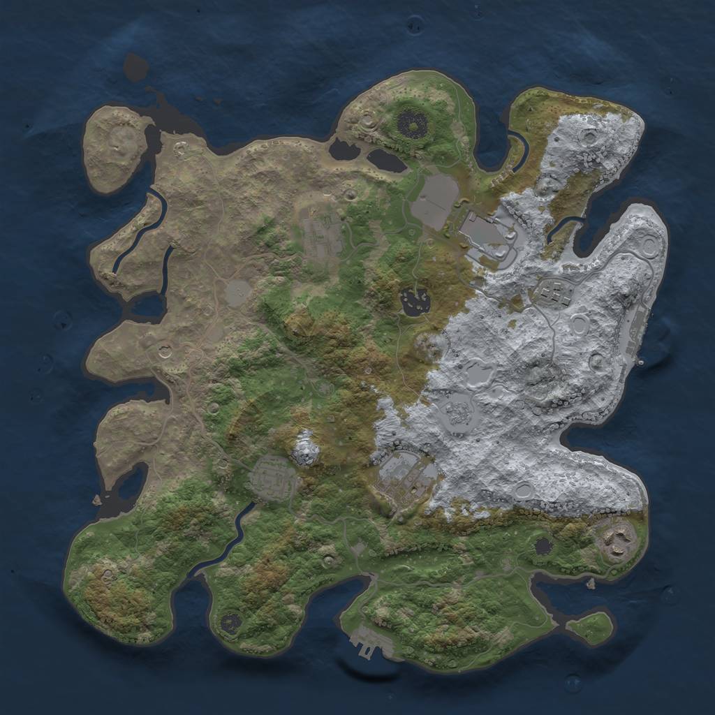 Rust Map: Procedural Map, Size: 3500, Seed: 1329158254, 14 Monuments