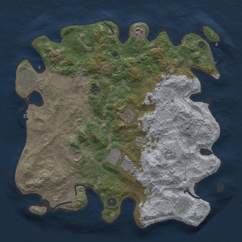 Rust Map: Procedural Map, Size: 4000, Seed: 1097280434, 17 Monuments