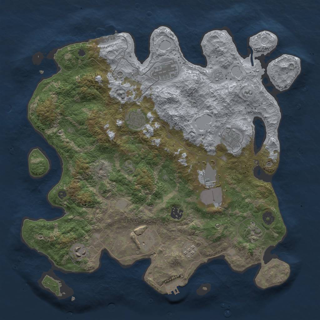 Rust Map: Procedural Map, Size: 3800, Seed: 379176483, 16 Monuments