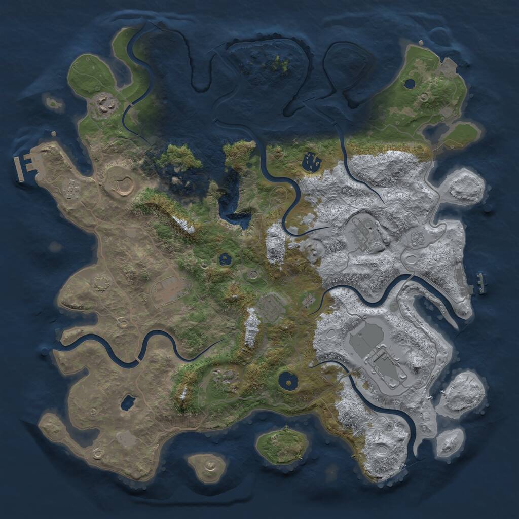 Rust Map: Procedural Map, Size: 4050, Seed: 837316, 15 Monuments