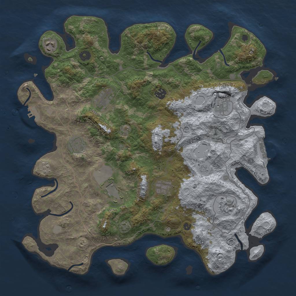 Rust Map: Procedural Map, Size: 4050, Seed: 837316, 17 Monuments