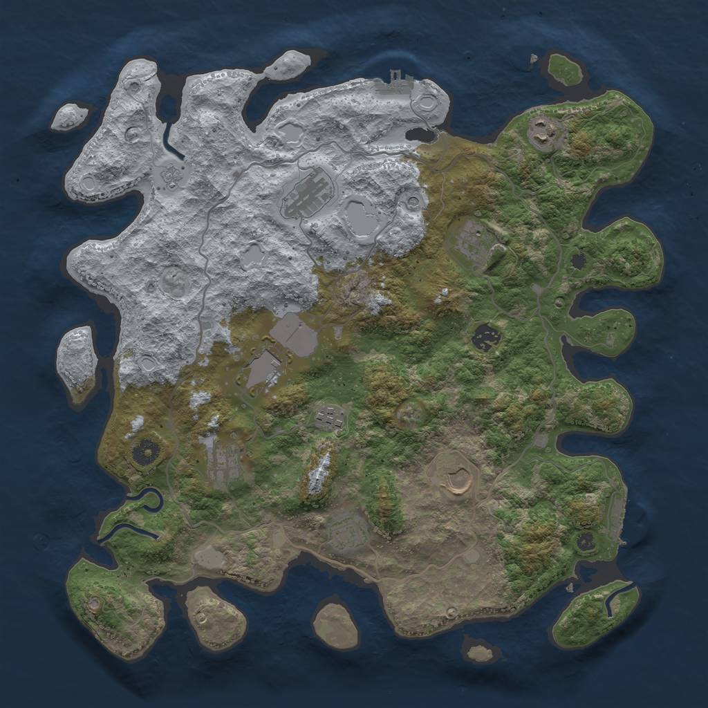 Rust Map: Procedural Map, Size: 4000, Seed: 68413143, 16 Monuments