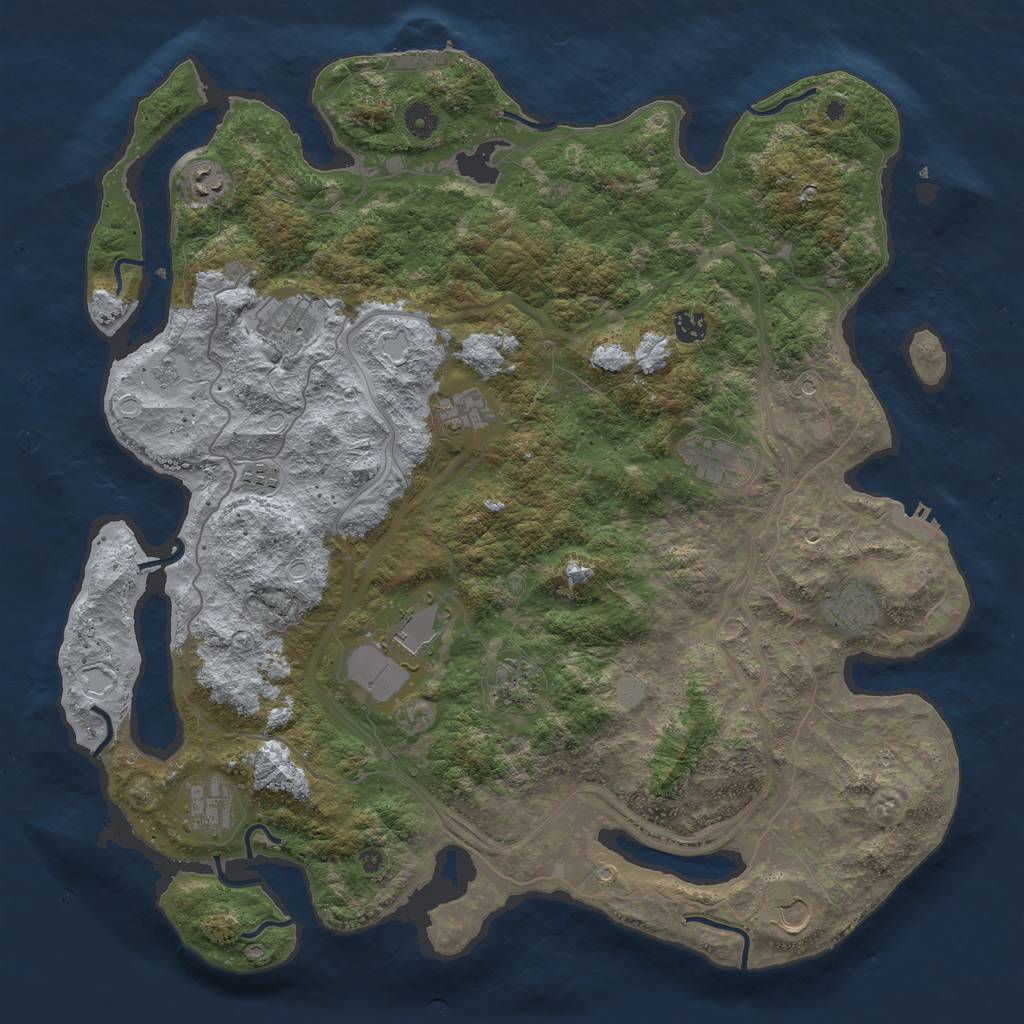 Rust Map: Procedural Map, Size: 4500, Seed: 947346614, 18 Monuments