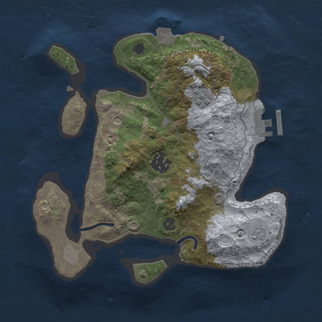 Rust Map: Procedural Map, Size: 2500, Seed: 128004439, 8 Monuments