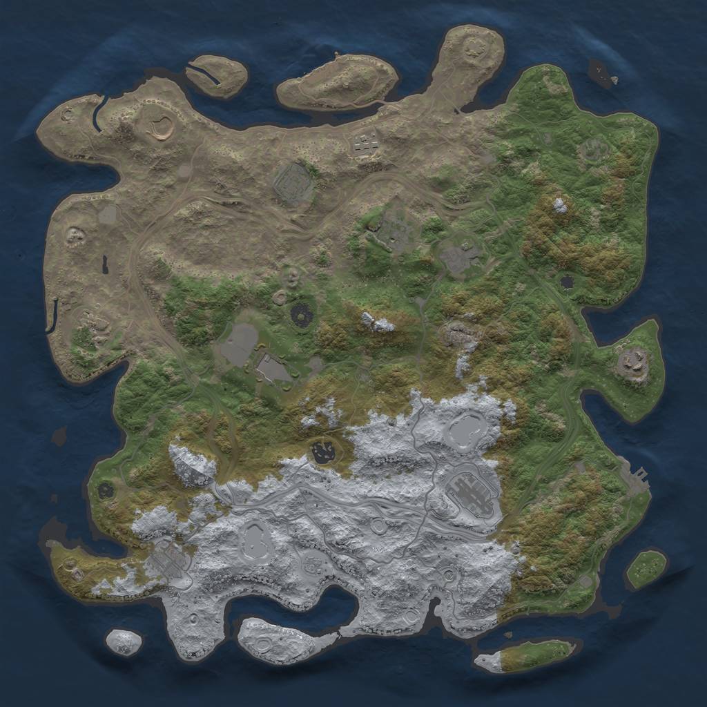 Rust Map: Procedural Map, Size: 4500, Seed: 1833, 19 Monuments