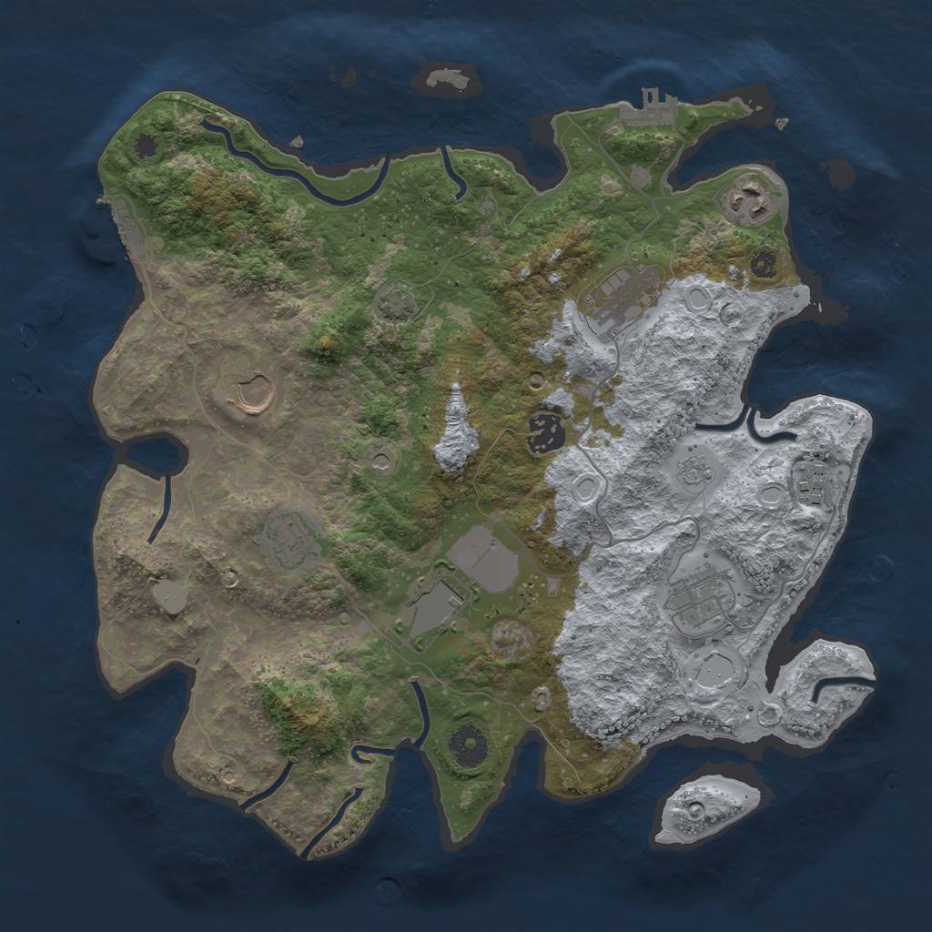Rust Map: Procedural Map, Size: 3500, Seed: 3141592, 16 Monuments