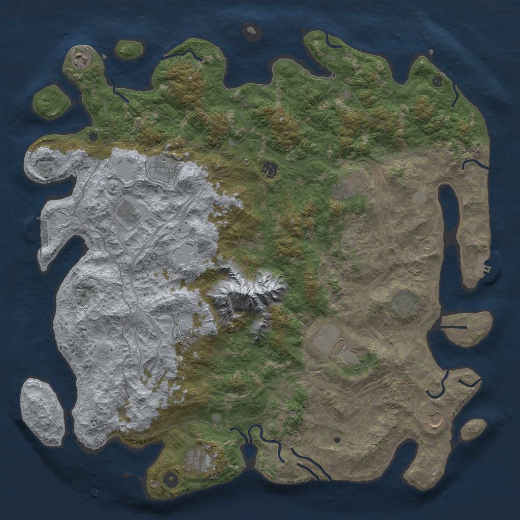 Rust Map: Procedural Map, Size: 5000, Seed: 524864548, 18 Monuments