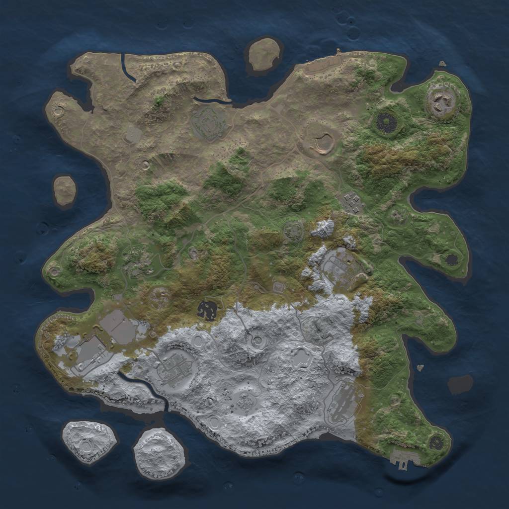 Rust Map: Procedural Map, Size: 3700, Seed: 1719899564, 18 Monuments