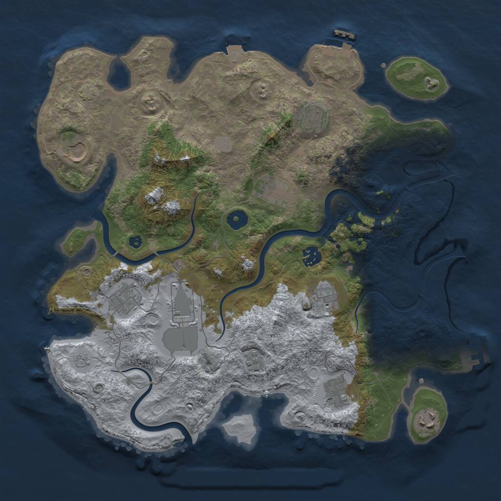 Rust Map: Procedural Map, Size: 3800, Seed: 30384072, 16 Monuments