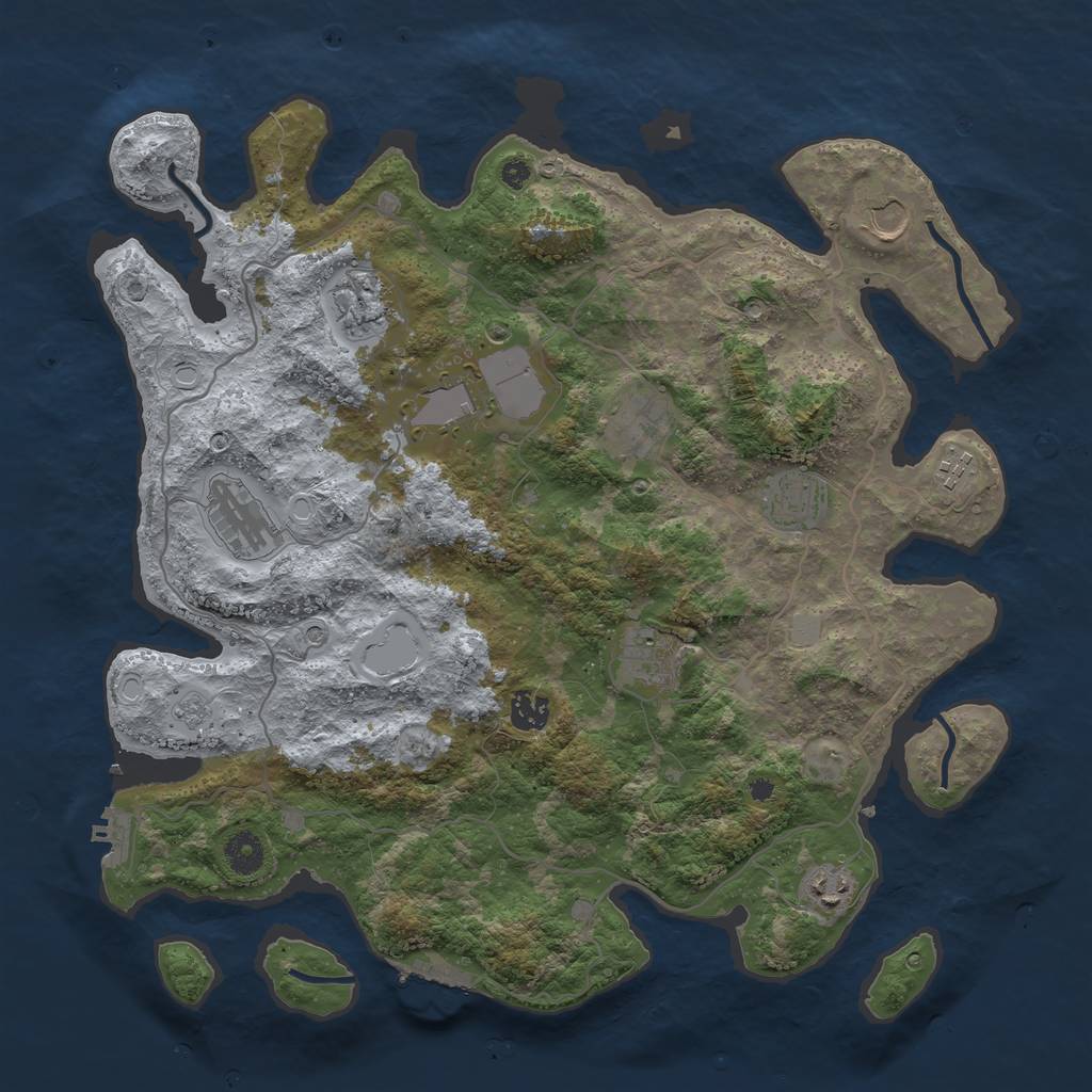 Rust Map: Procedural Map, Size: 4000, Seed: 25310383, 17 Monuments