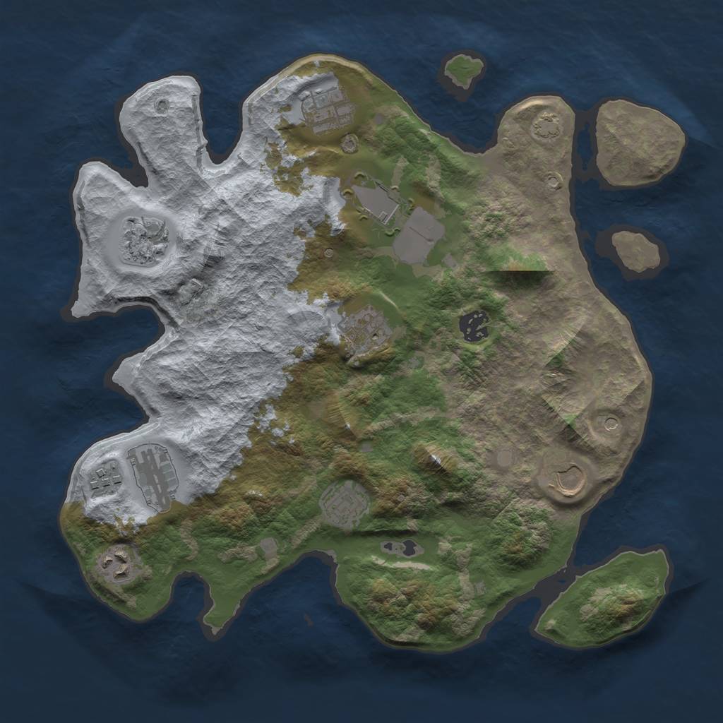 Rust Map: Barren, Size: 3500, Seed: 1088106189, 14 Monuments