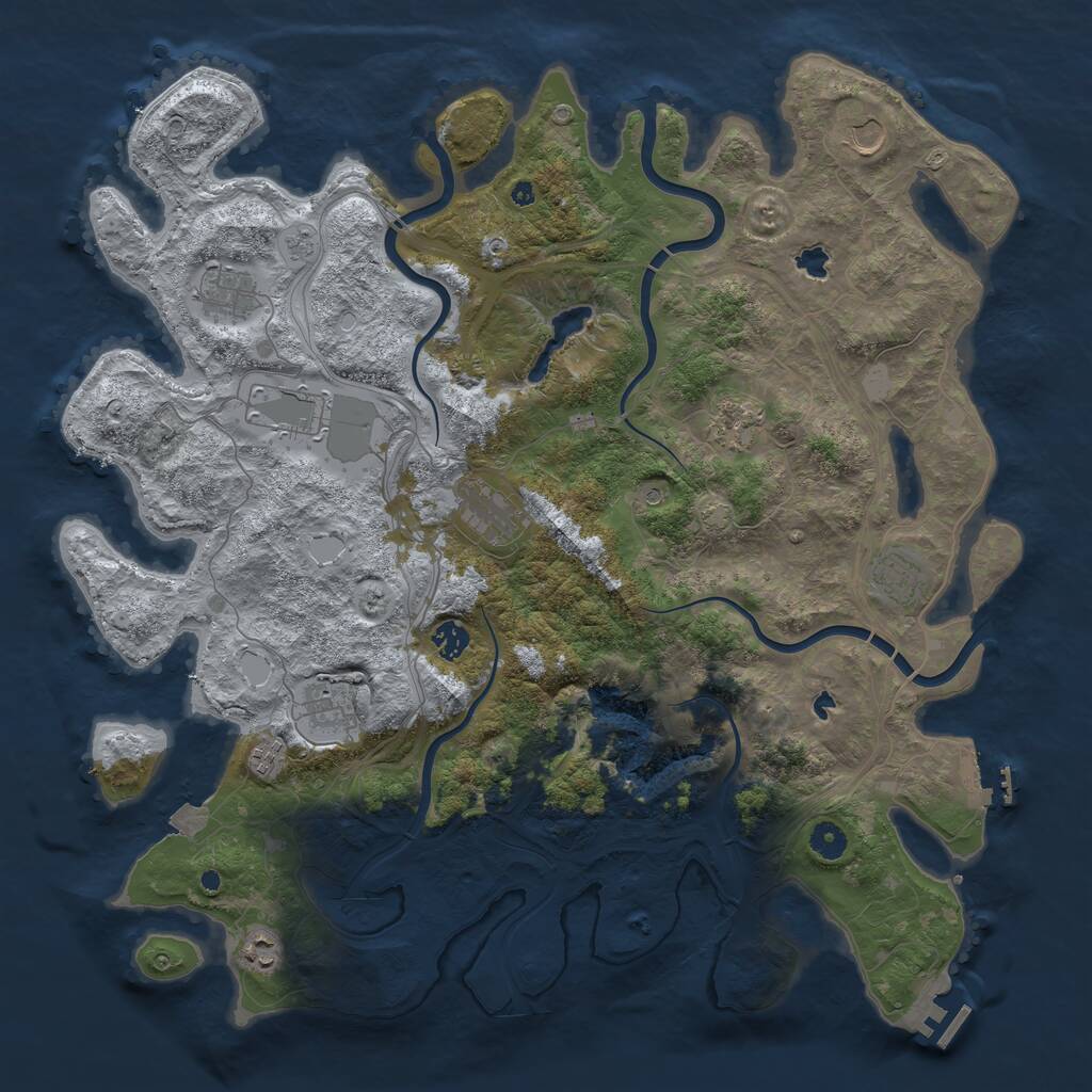 Rust Map: Procedural Map, Size: 4500, Seed: 1151944153, 16 Monuments