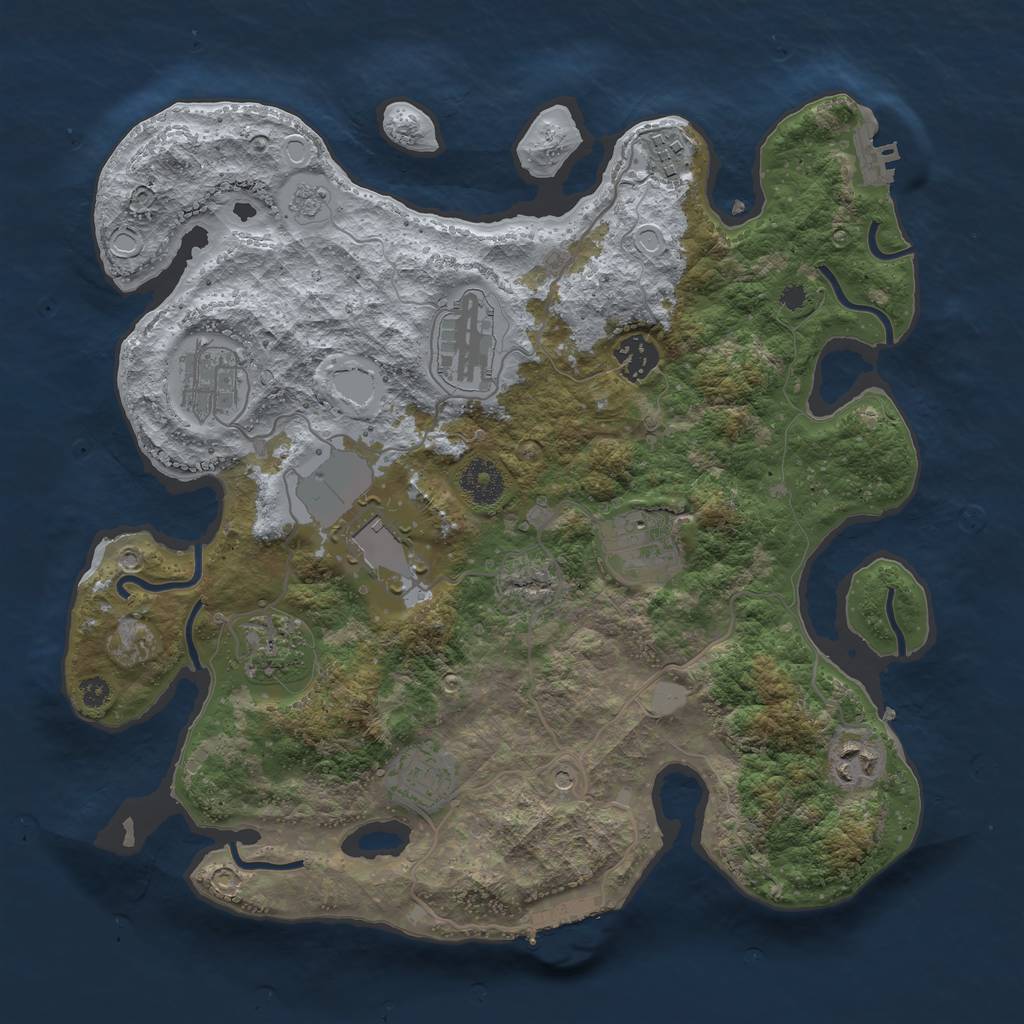 Rust Map: Procedural Map, Size: 3500, Seed: 1891809026, 16 Monuments
