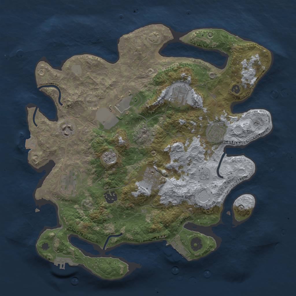 Rust Map: Procedural Map, Size: 3500, Seed: 1453445602, 16 Monuments