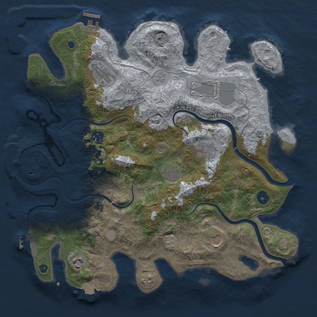 Rust Map: Procedural Map, Size: 3750, Seed: 860797540, 14 Monuments