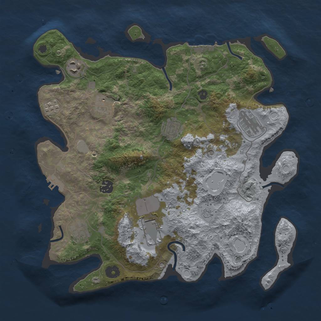 Rust Map: Procedural Map, Size: 3500, Seed: 1945543885, 15 Monuments