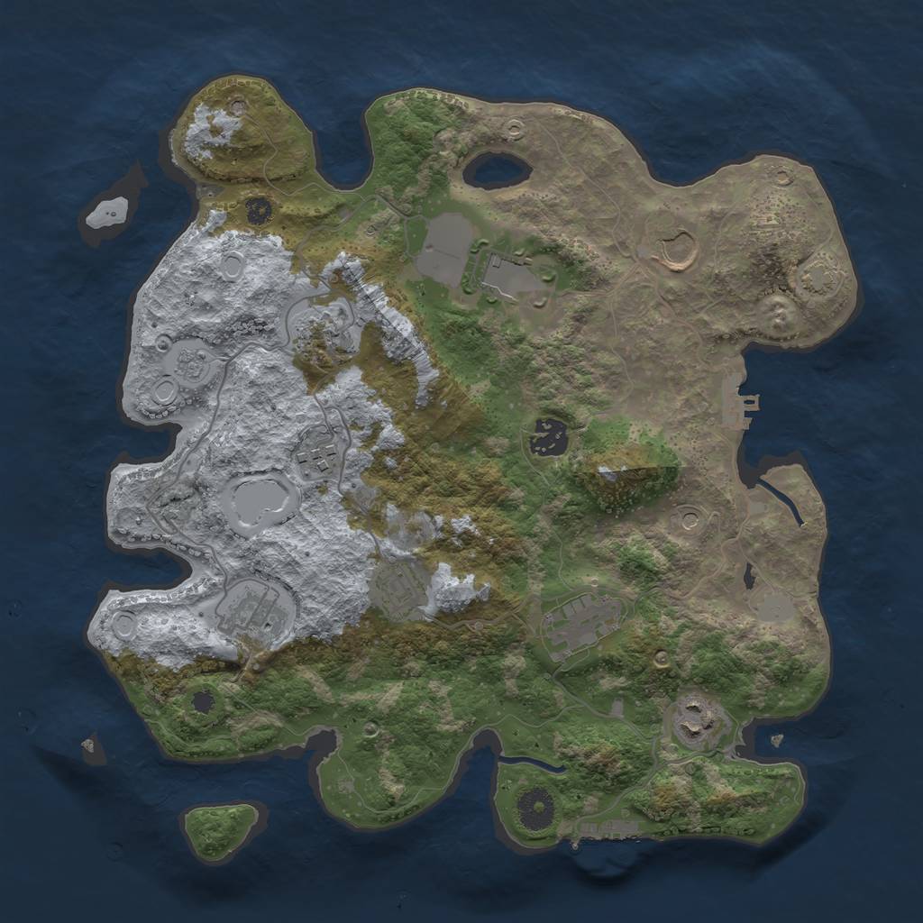 Rust Map: Procedural Map, Size: 3500, Seed: 2303, 17 Monuments