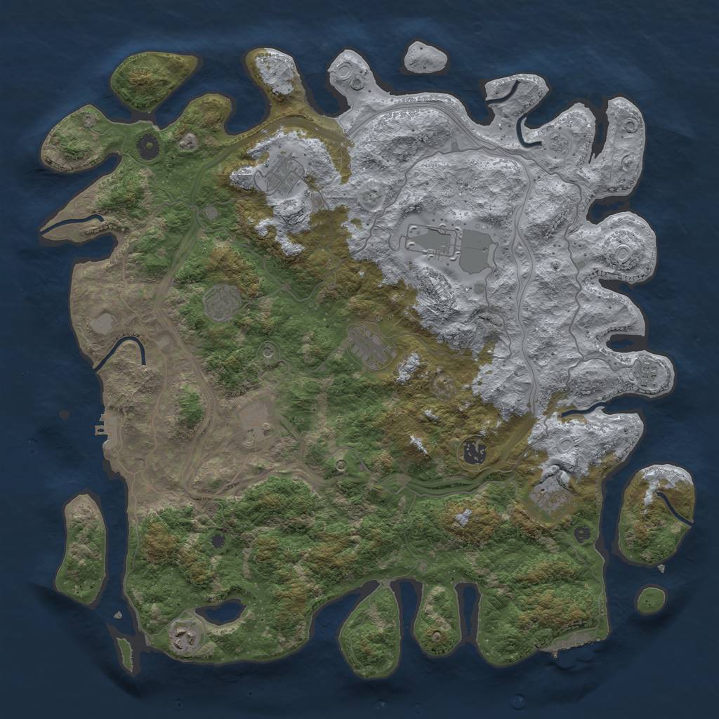 Rust Map: Procedural Map, Size: 4500, Seed: 1533950603, 16 Monuments