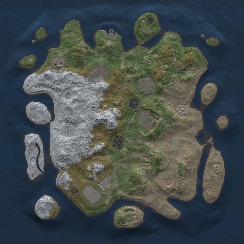 Rust Map: Procedural Map, Size: 3500, Seed: 829262506, 14 Monuments