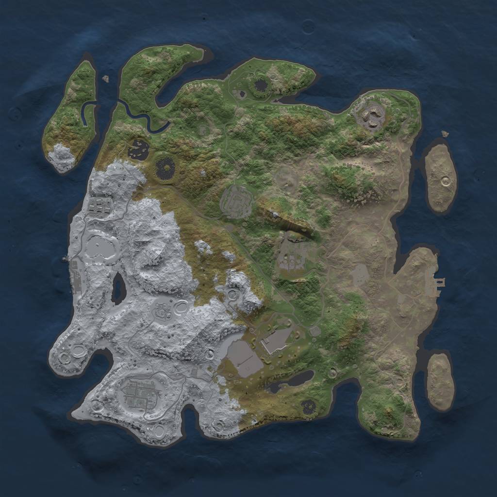 Rust Map: Procedural Map, Size: 3500, Seed: 972142589, 14 Monuments