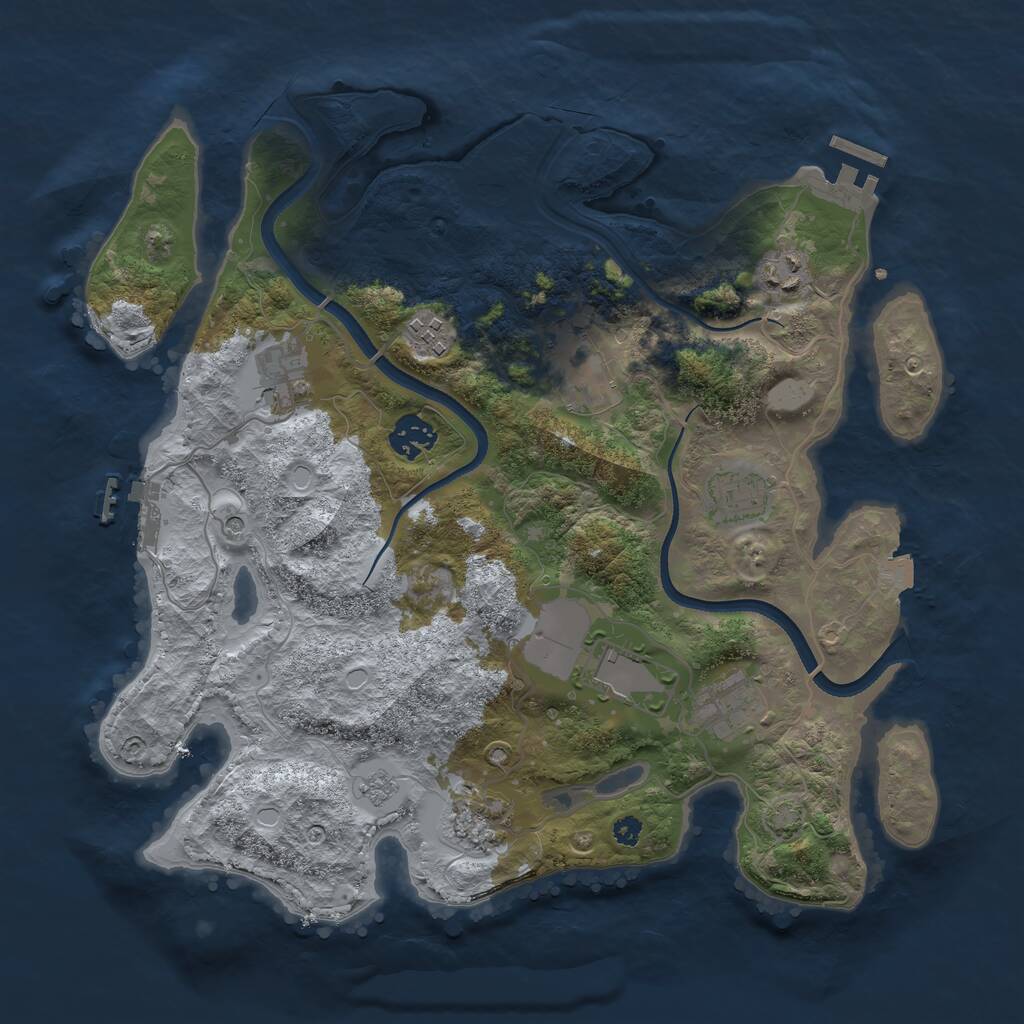 Rust Map: Procedural Map, Size: 3500, Seed: 972142589, 15 Monuments