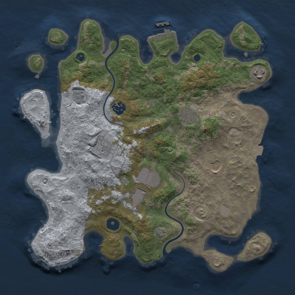Rust Map: Procedural Map, Size: 3500, Seed: 1456352393, 12 Monuments