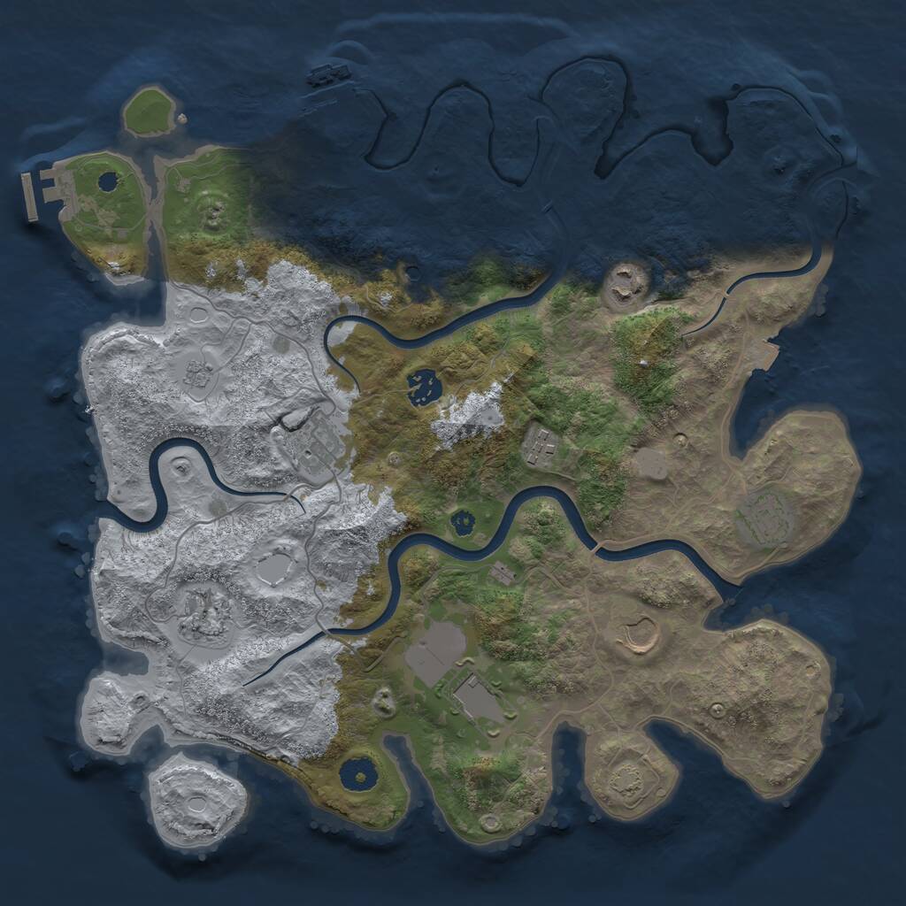 Rust Map: Procedural Map, Size: 3750, Seed: 109932057, 14 Monuments
