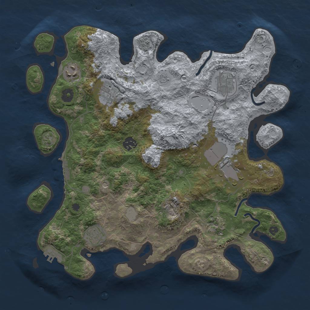 Rust Map: Procedural Map, Size: 3500, Seed: 953108550, 15 Monuments