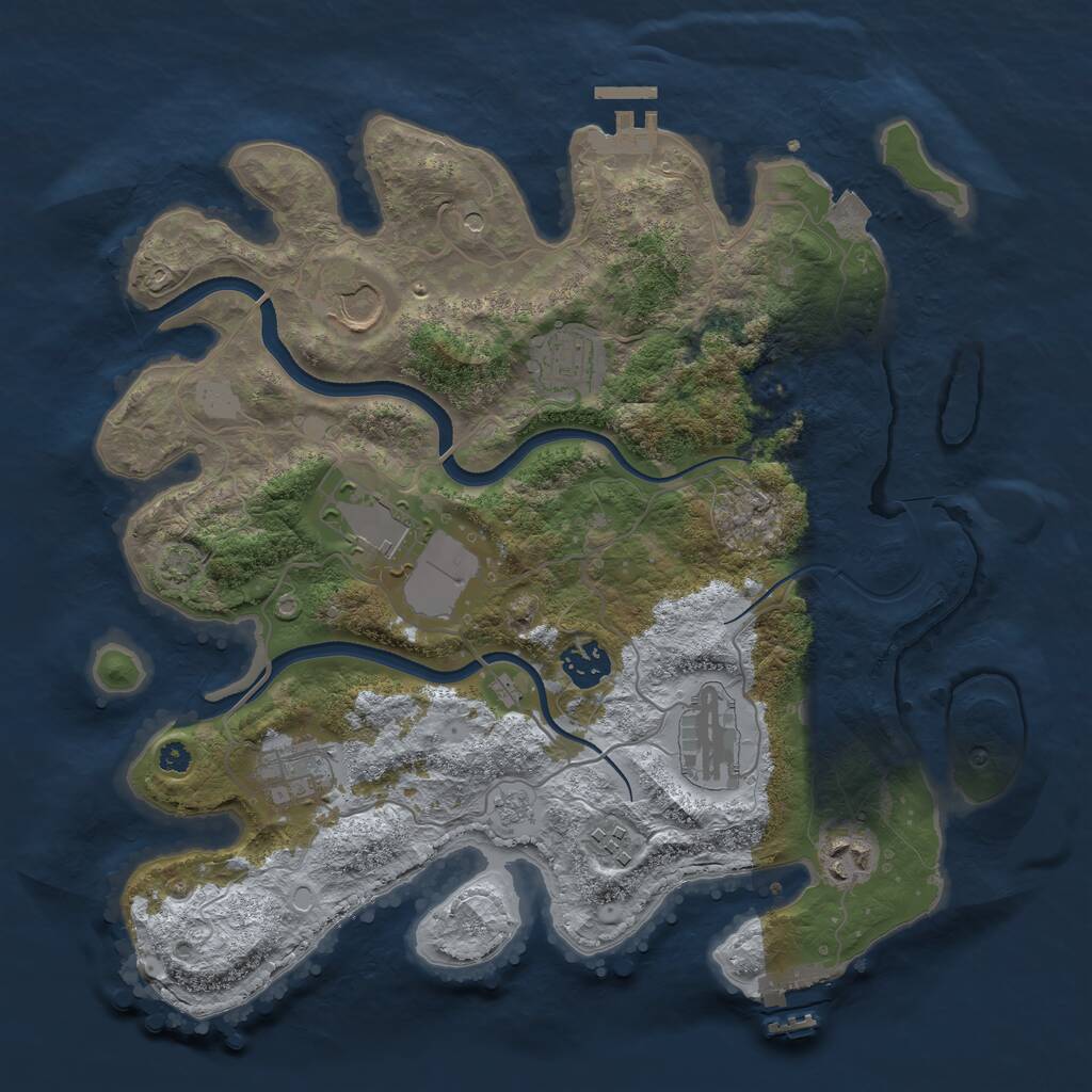 Rust Map: Procedural Map, Size: 3500, Seed: 1465821418, 14 Monuments