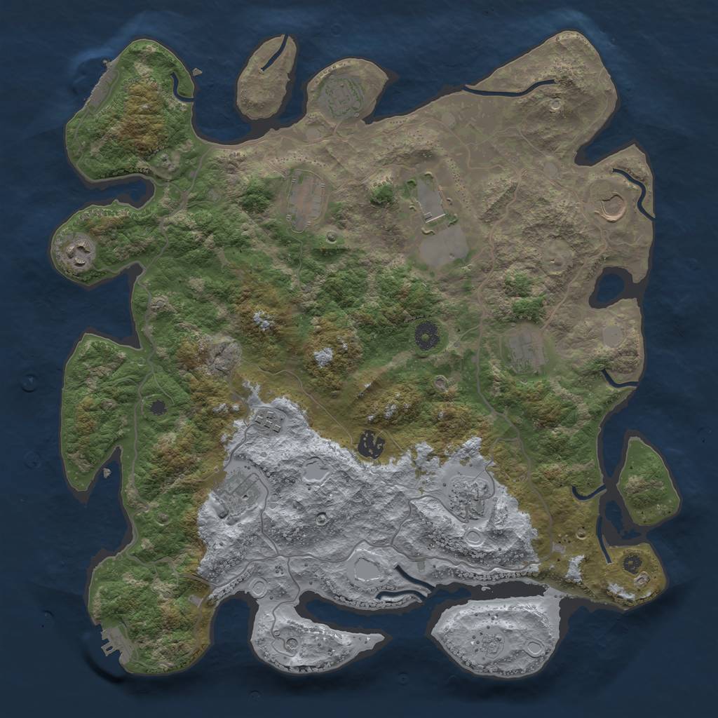 Rust Map: Procedural Map, Size: 4000, Seed: 58697, 17 Monuments