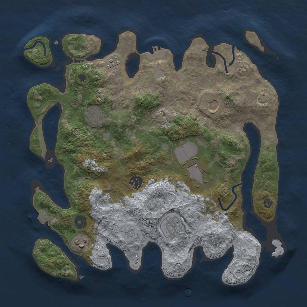 Rust Map: Procedural Map, Size: 3500, Seed: 2113, 14 Monuments