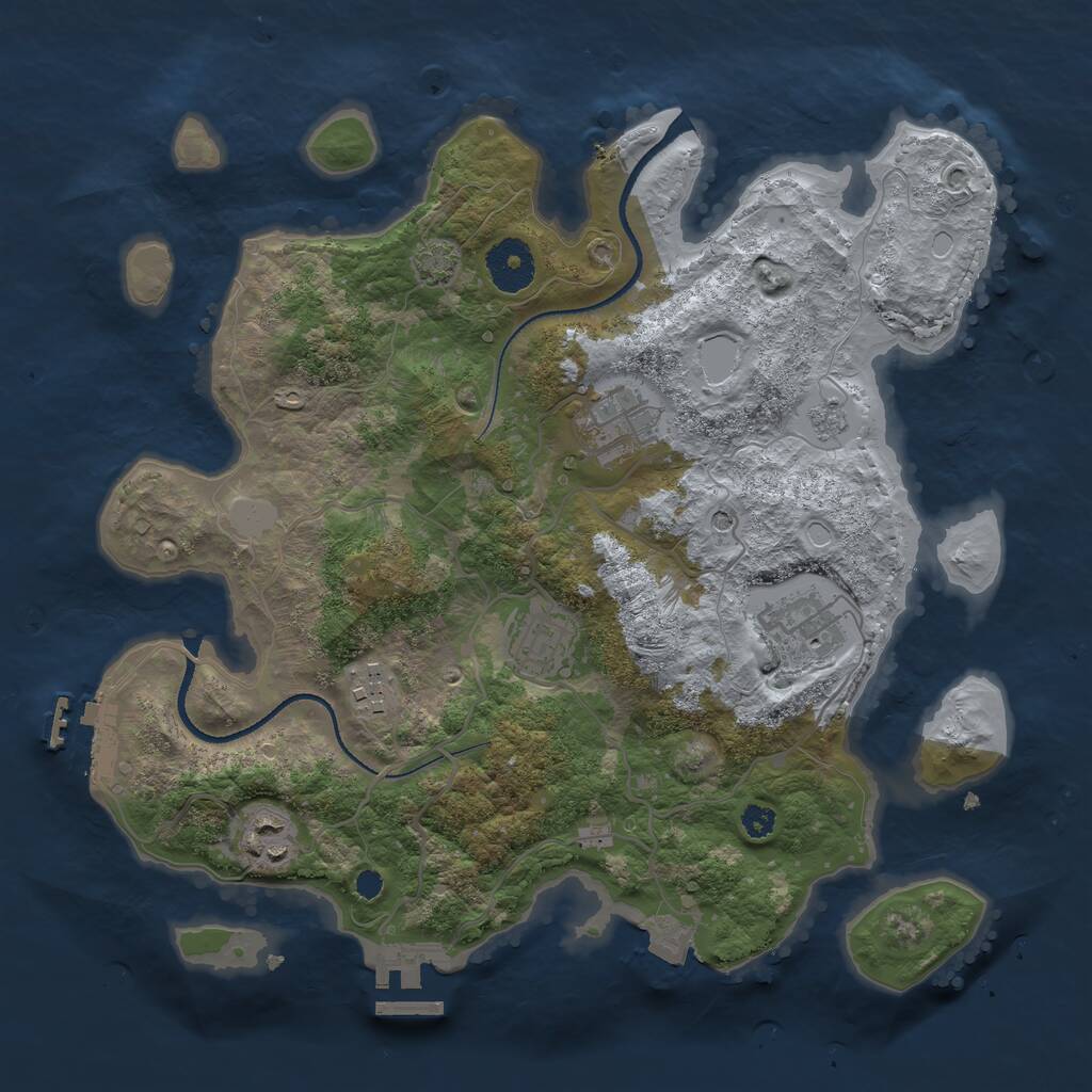 Rust Map: Procedural Map, Size: 3250, Seed: 696189526, 11 Monuments