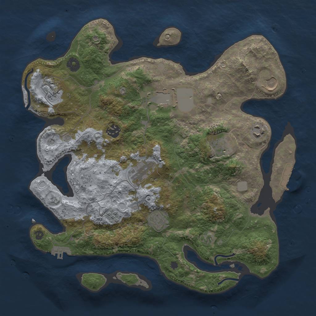 Rust Map: Procedural Map, Size: 3500, Seed: 2116887575, 16 Monuments