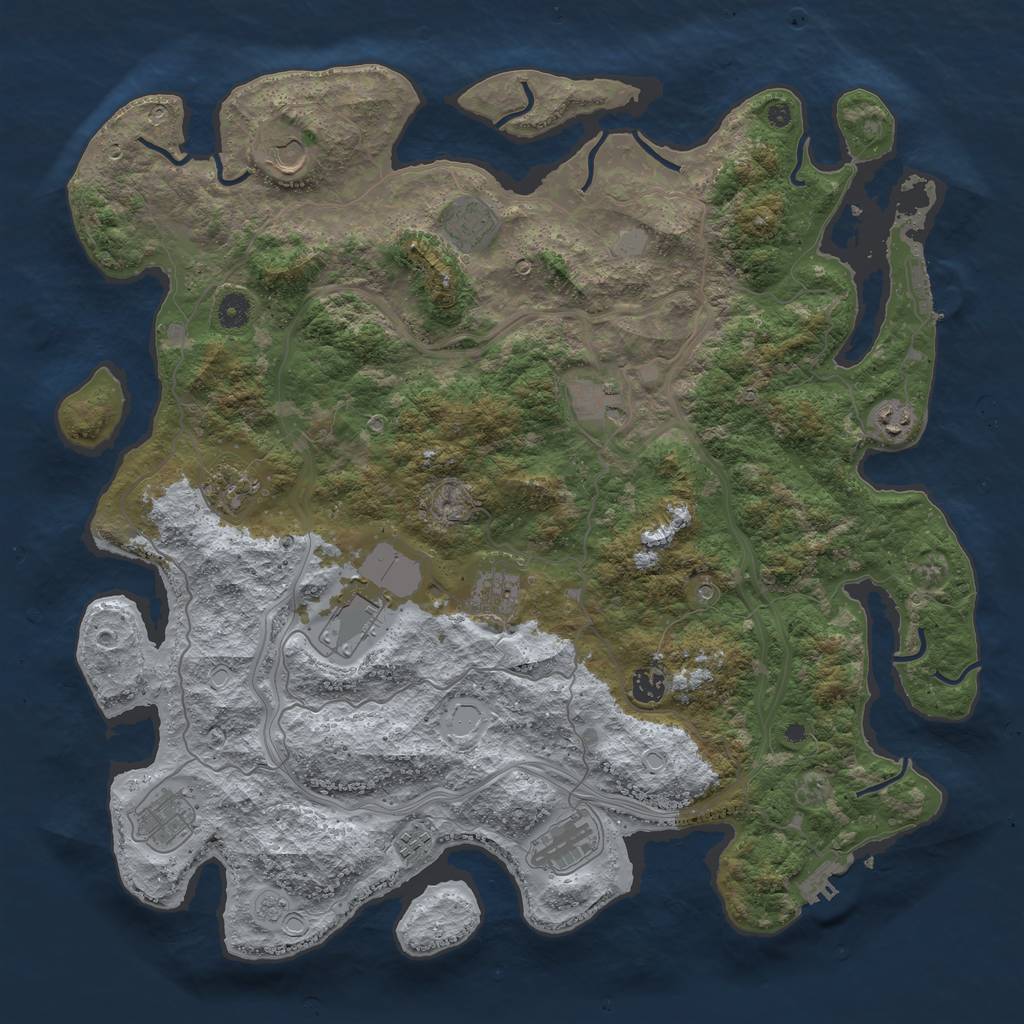 Rust Map: Procedural Map, Size: 4500, Seed: 1445936878, 18 Monuments