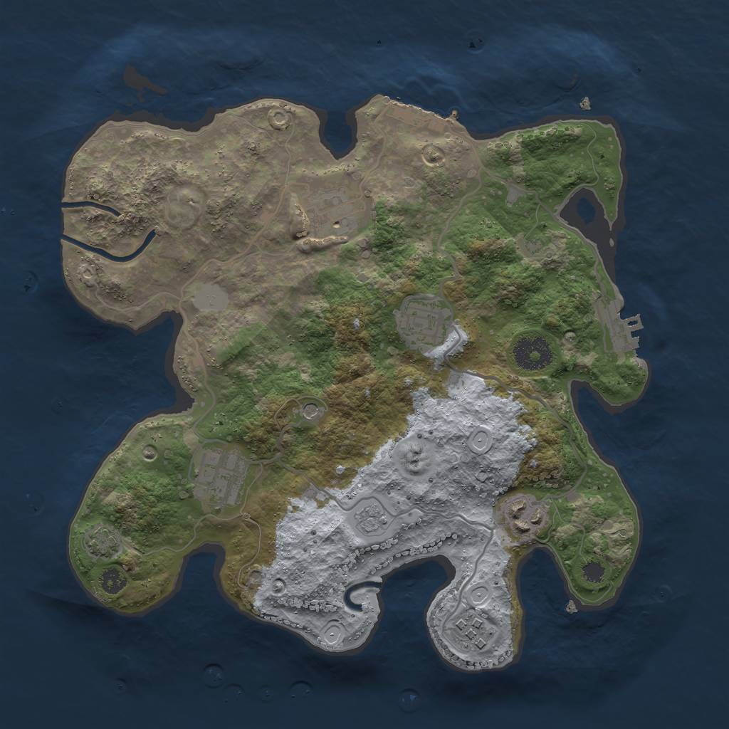 Rust Map: Procedural Map, Size: 3000, Seed: 2405, 13 Monuments