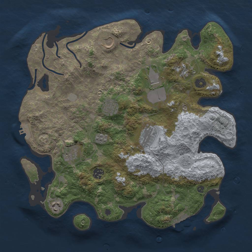 Rust Map: Procedural Map, Size: 3500, Seed: 1609267969, 16 Monuments