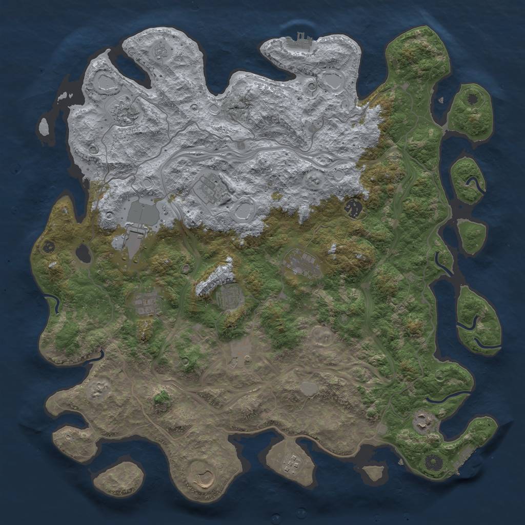 Rust Map: Procedural Map, Size: 4500, Seed: 736255387, 18 Monuments