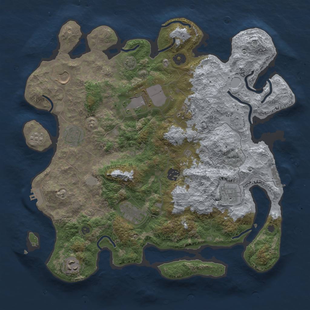 Rust Map: Procedural Map, Size: 3750, Seed: 100442929, 17 Monuments