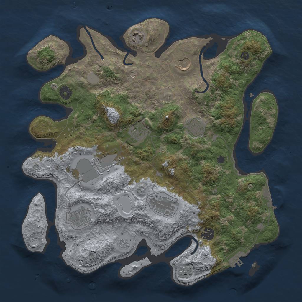 Rust Map: Procedural Map, Size: 3500, Seed: 302364402, 16 Monuments