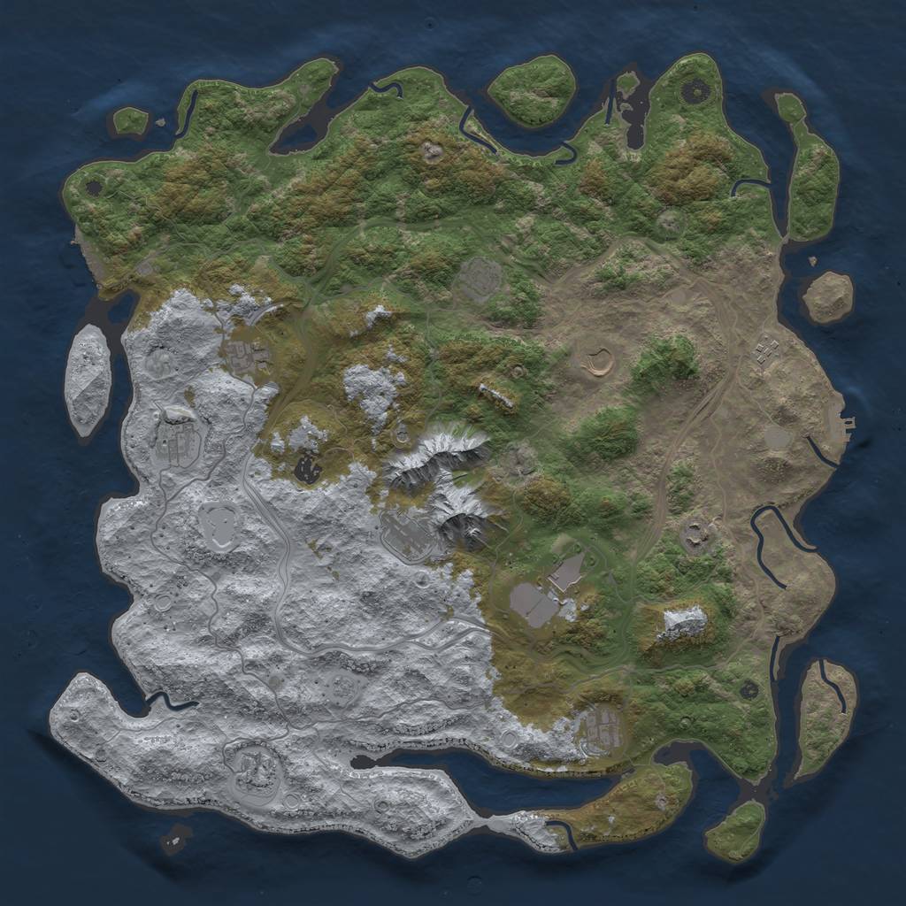 Rust Map: Procedural Map, Size: 5000, Seed: 1937556701, 18 Monuments