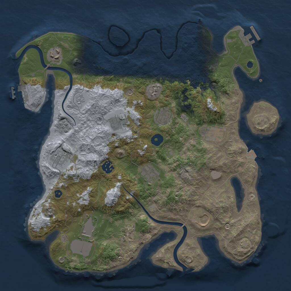 Rust Map: Procedural Map, Size: 3700, Seed: 10577171, 17 Monuments