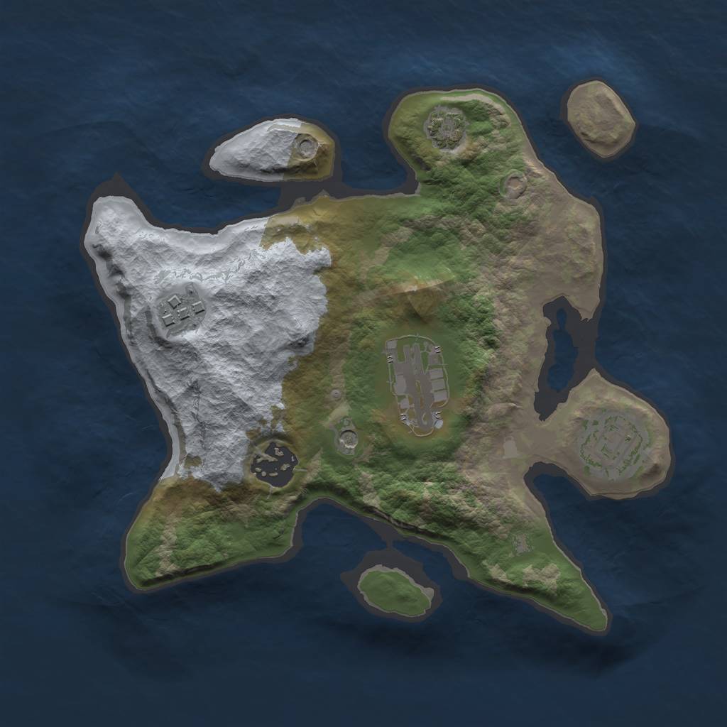 Rust Map: Barren, Size: 2500, Seed: 1901354041, 8 Monuments