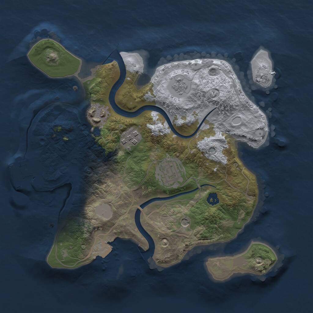 Rust Map: Procedural Map, Size: 2500, Seed: 322858719, 7 Monuments