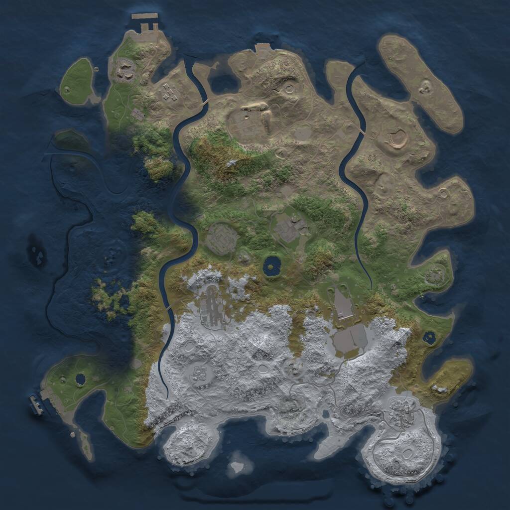 Rust Map: Procedural Map, Size: 3950, Seed: 262514680, 15 Monuments