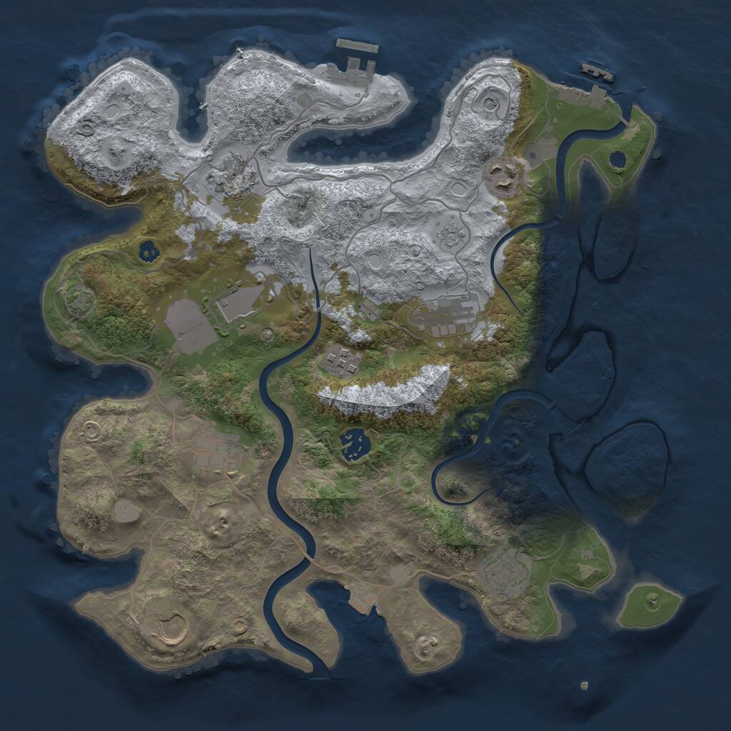 Rust Map: Procedural Map, Size: 3500, Seed: 2031307603, 15 Monuments