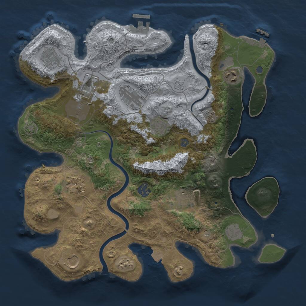 Rust Map: Procedural Map, Size: 3500, Seed: 2031307603, 16 Monuments
