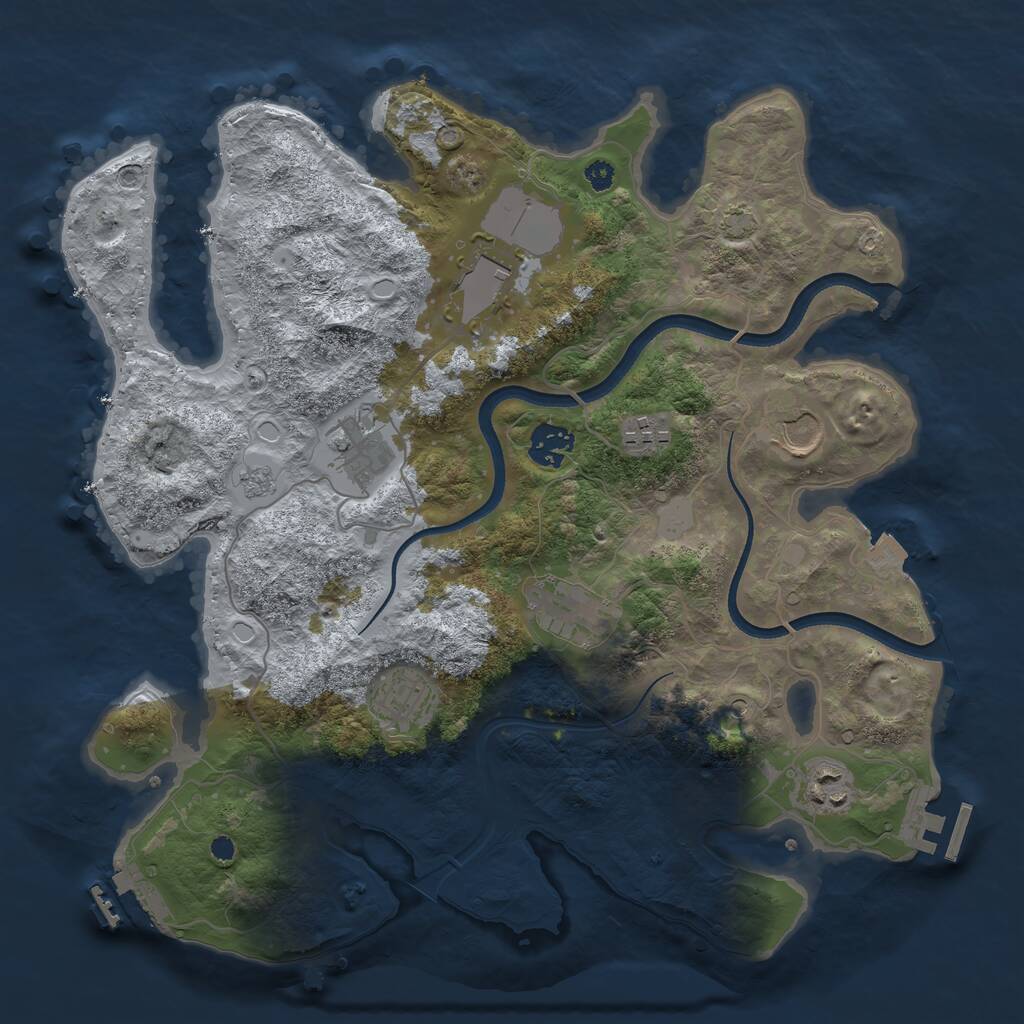 Rust Map: Procedural Map, Size: 3500, Seed: 1232141226, 14 Monuments