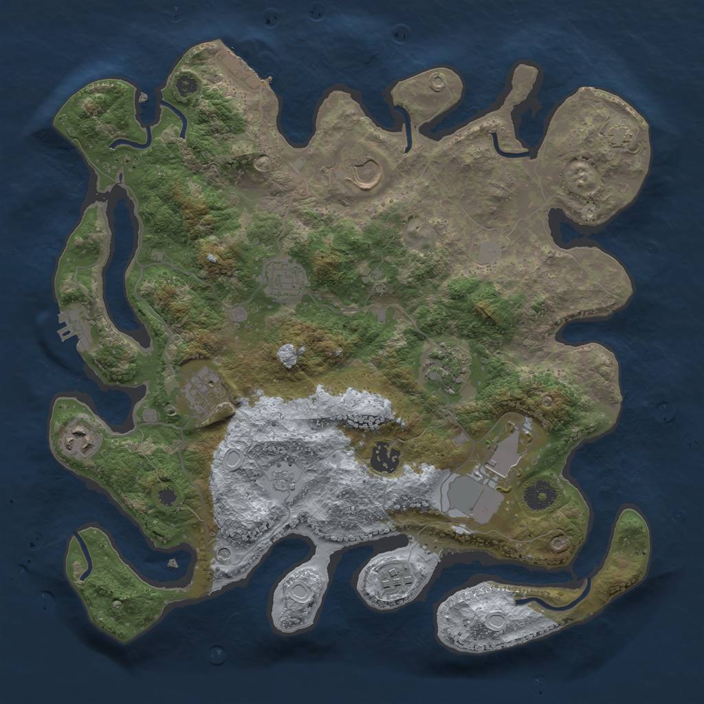 Rust Map: Procedural Map, Size: 3500, Seed: 1512814276, 16 Monuments