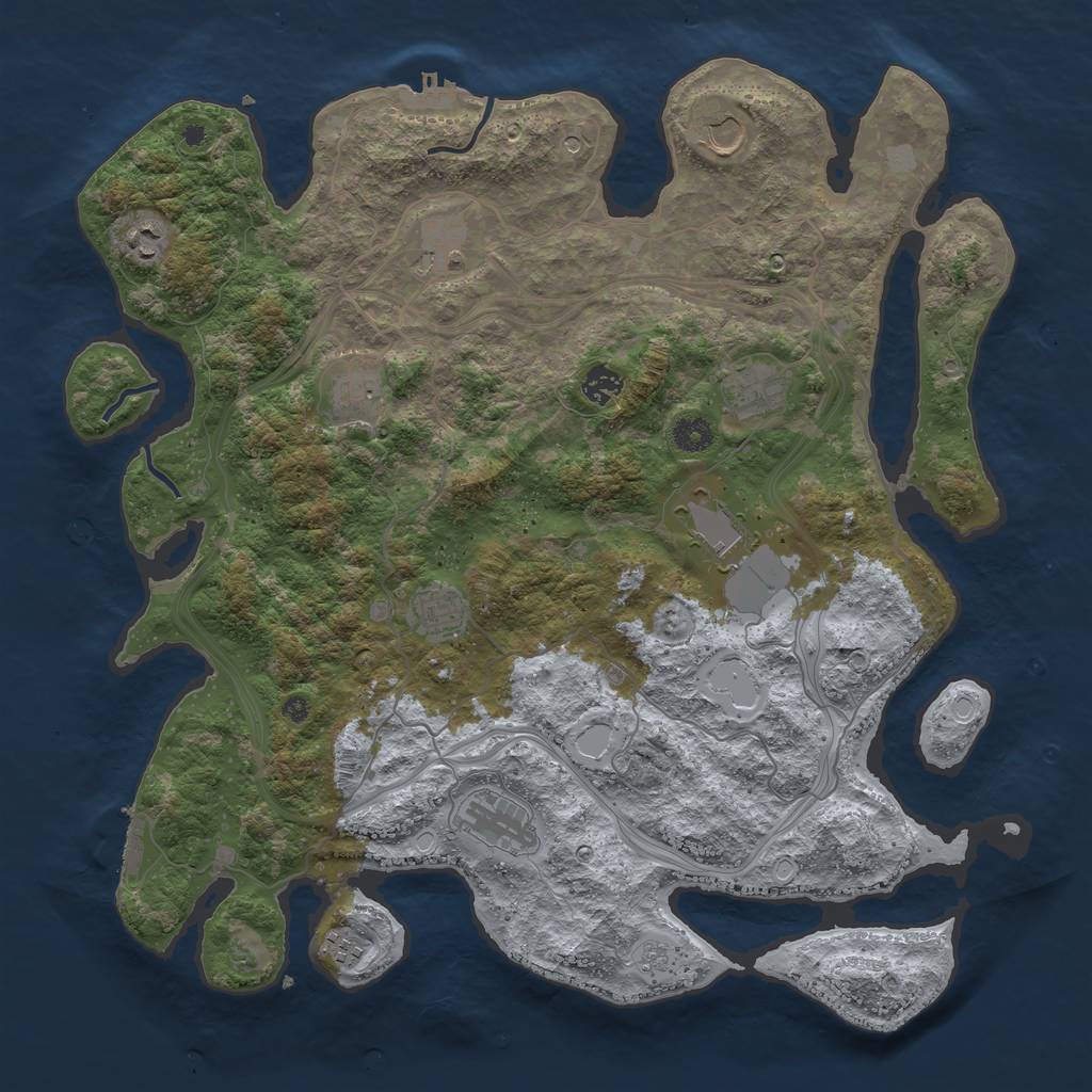 Rust Map: Procedural Map, Size: 4250, Seed: 917263646, 17 Monuments