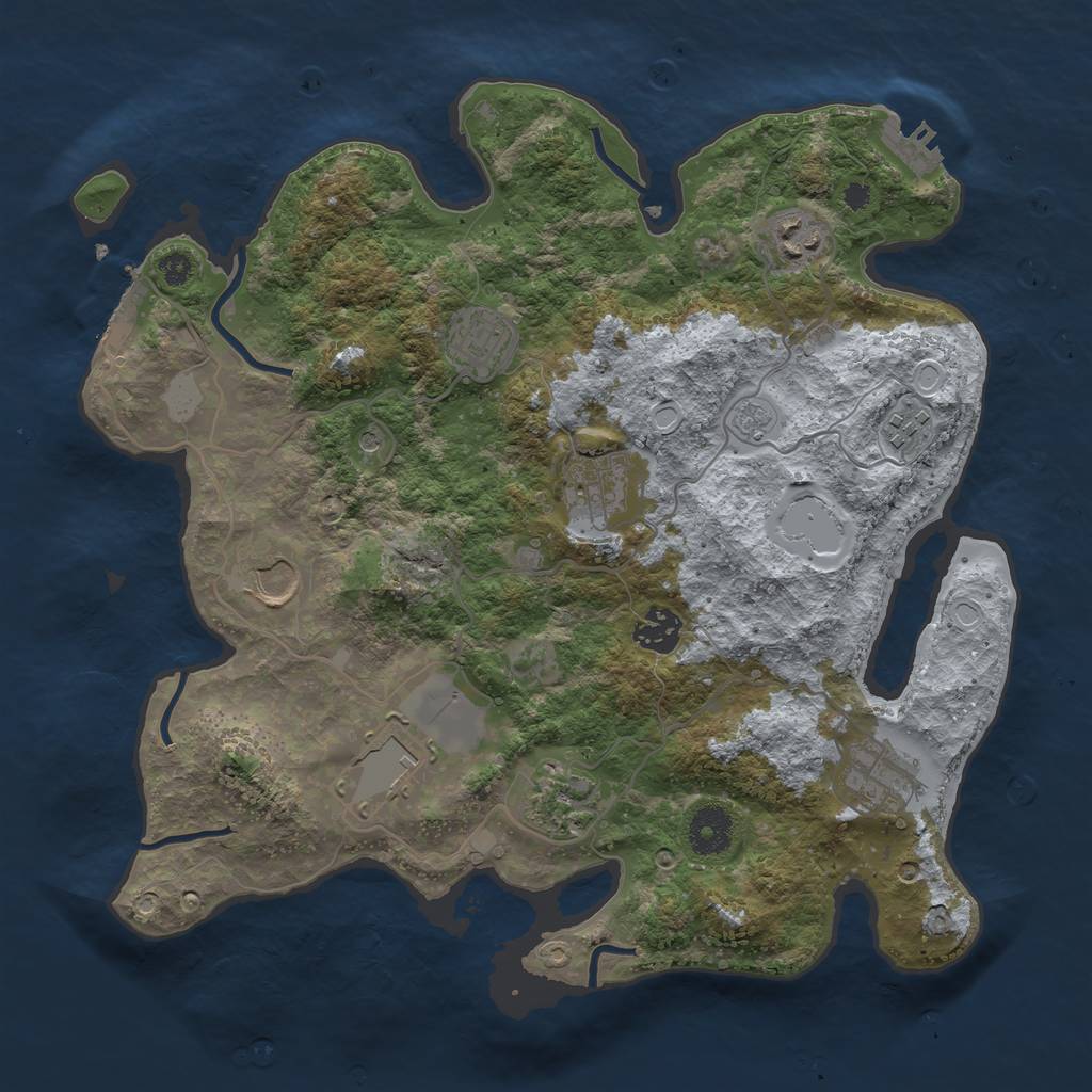 Rust Map: Procedural Map, Size: 3500, Seed: 1160453071, 16 Monuments
